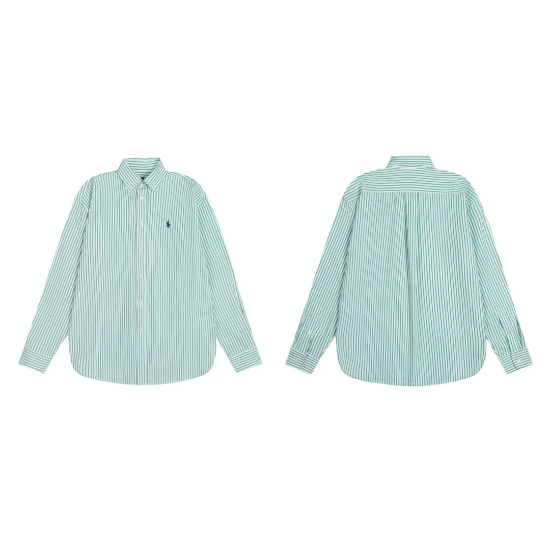 P250 White background picture [Popular new model] Style number: 25019# Color: red/green/blue Size: S to Custom dyed original pearlescent white buttons, large and small divisions, vertical eyelets ✅ - Special shaped chiffon foil is included in the collar door tube, not easy to deform and pull ✅ - RL three-color large and small vertical striped shirt, extraordinary isometric, cleverly matched stripes, diverse wear to stimulate self-expression, relaxed layering to play with the look of the four seasons
